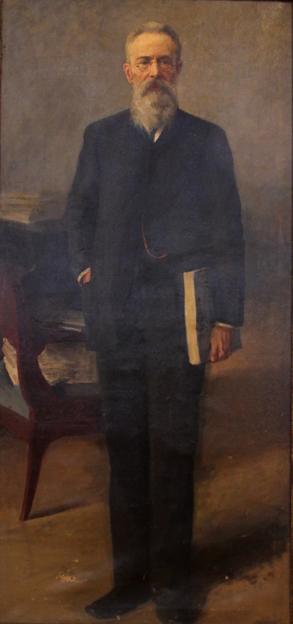 Portret van de componist Nikolai Rimsky-Korsakov 1844-1908, ca. 1900 door Emil Oskarovich Wisel