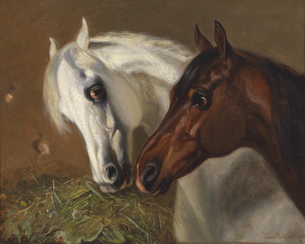 Twee paardenhoofden door Emil Volkers