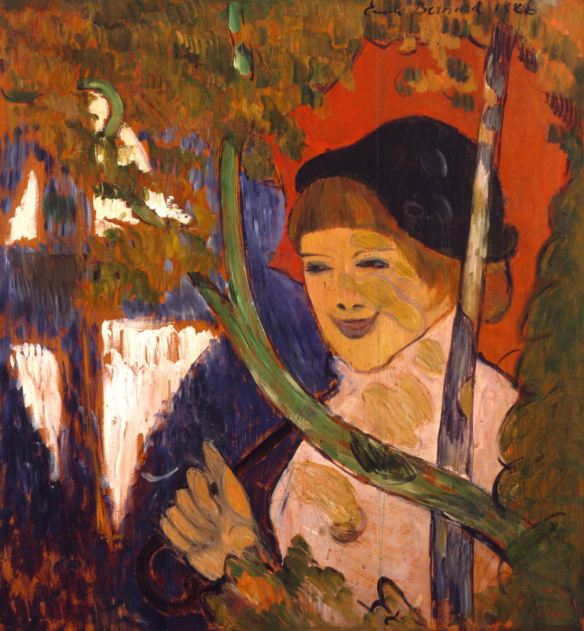 Bretons meisje met een rode paraplu, 1888 door Emile Bernard