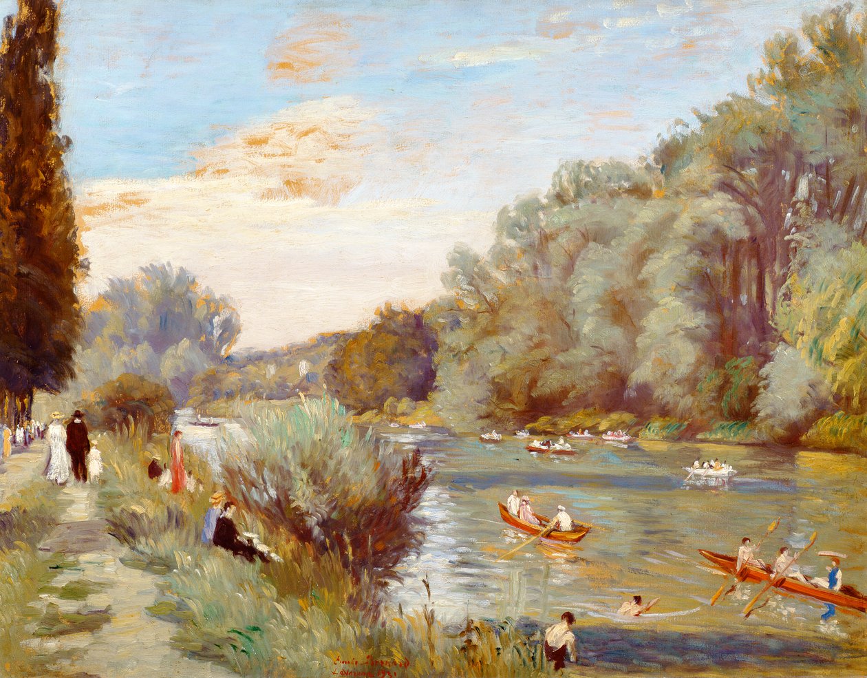 Roeiboten op een rivier, 1931 door Emile Bernard