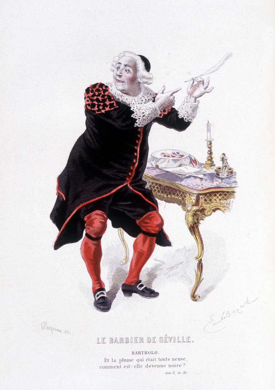 Bartholo in de Barbier van Sevilla in Oeuvre complet de Beaumarchais door Edouard Fournier, Ed. Laplace, Sanchez et Cie, Parijs 1876 (gravure) Hier Bartholo in Le barbier de Seville door Emile Antoine Bayard