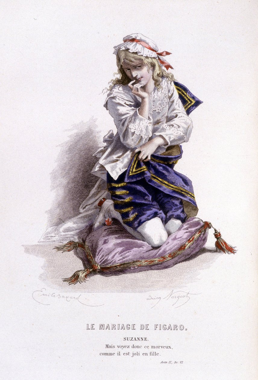 Volledig werk van Beaumarchais door Edouard Fournier. tekening door Emile Bayard. Ed. Laplace, Sanchez et Cie, Parijs 1876. Dit is Suzanne in 