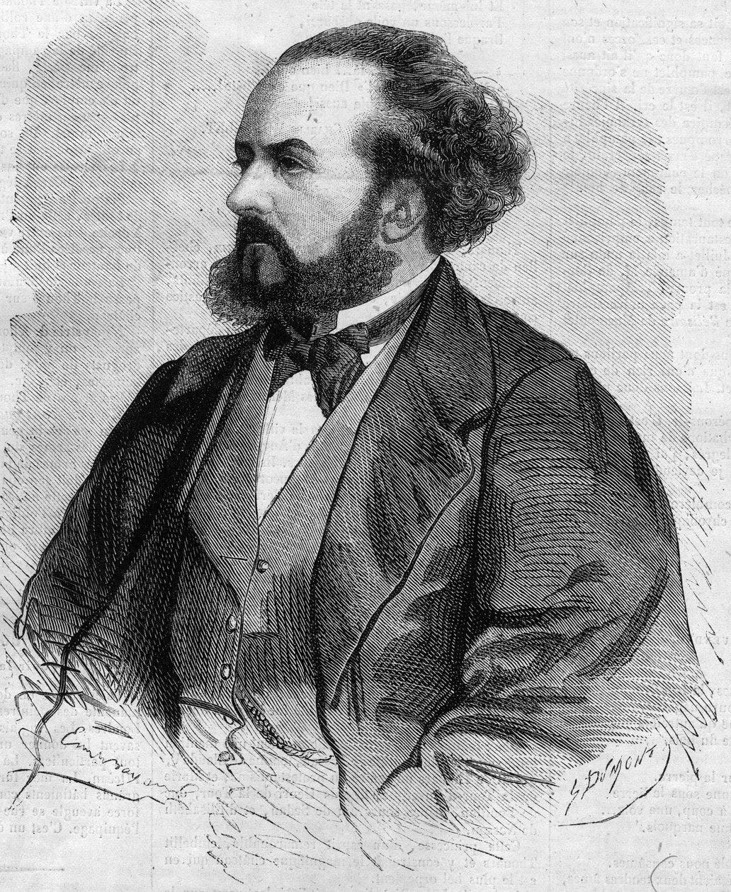 Portret van Gustave Hippolyte (Gustave-Hippolyte) Roger (1815-1879), Franse tenor - tekening door Emile Bayard door Emile Antoine Bayard