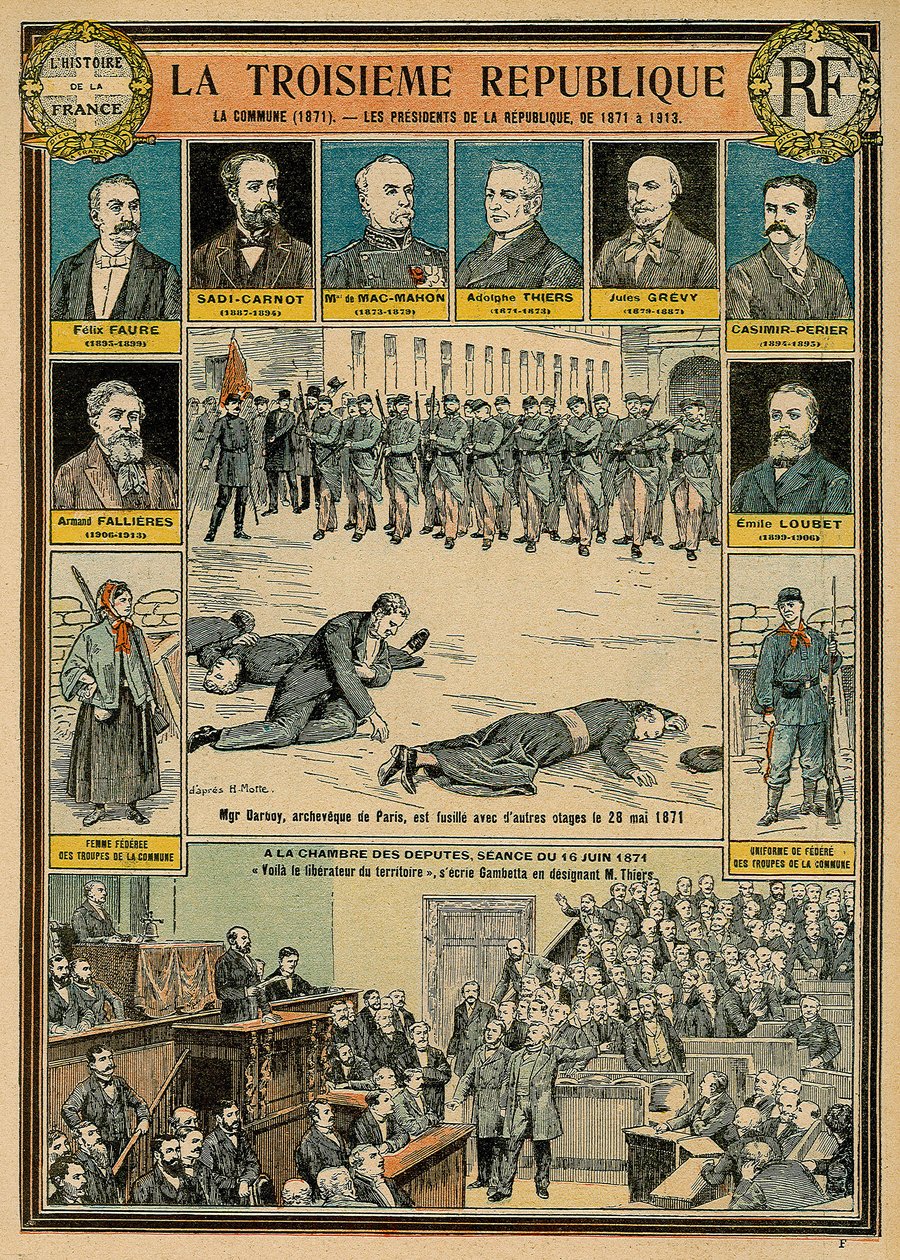 De Derde Republiek en haar presidenten van 1871 tot 1913 - de Commune van 1871 - Monseigneur Darbois, Aartsbisschop van Parijs, werd geëxecuteerd, doodgeschoten met andere gijzelaars op 28 mei 1871 - zitting van 16 juni 1871 in het Huis van Afgevaardigden door Emile Antoine Bayard