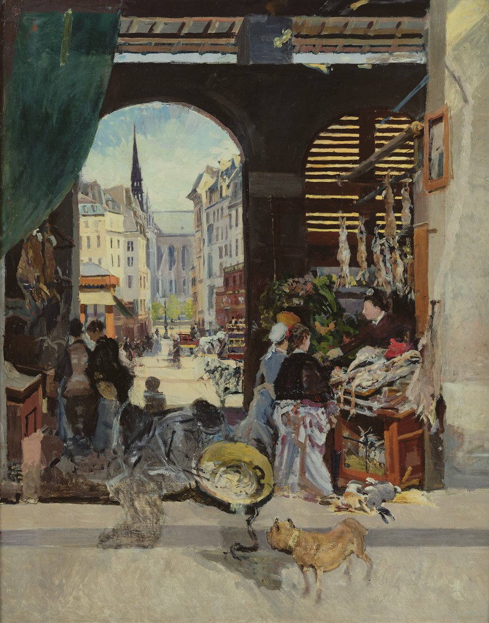 De Carmes Markt, Rue Maubert door Emile Antoine Guillier