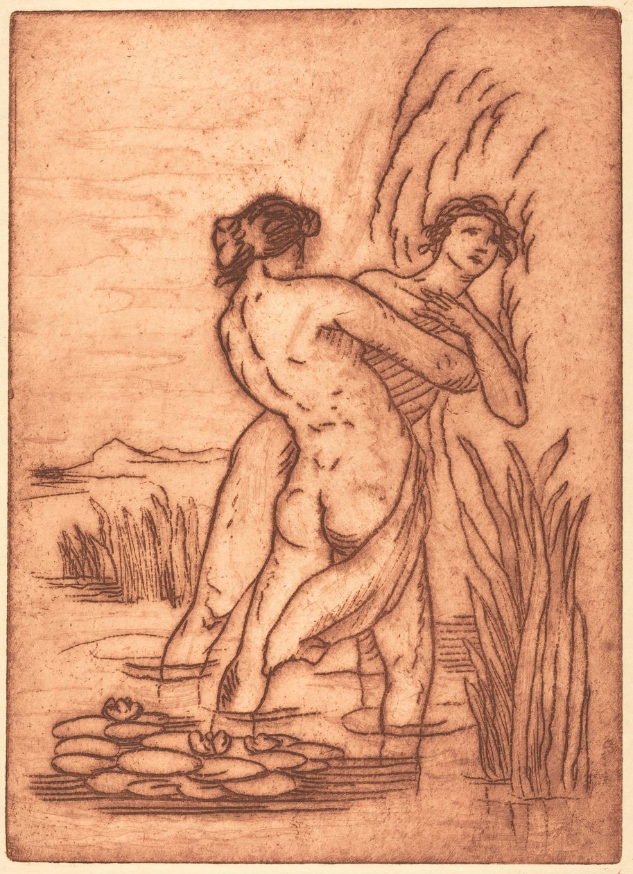 Stel staand in water door Emile Bernard