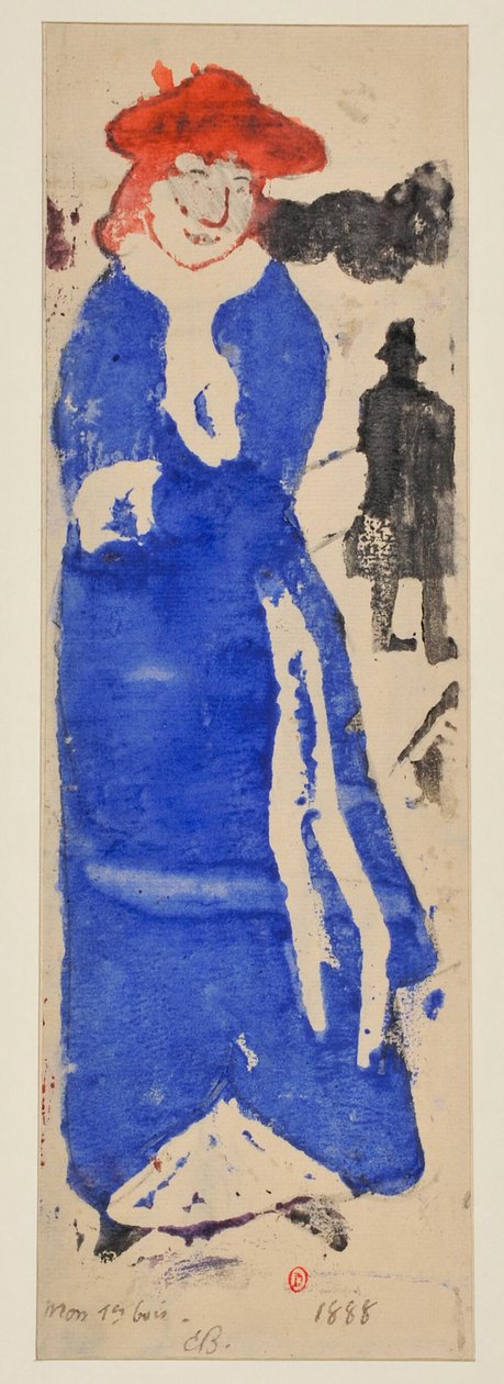 Die Dame mit dem Muff [Probe a] door Emile Bernard