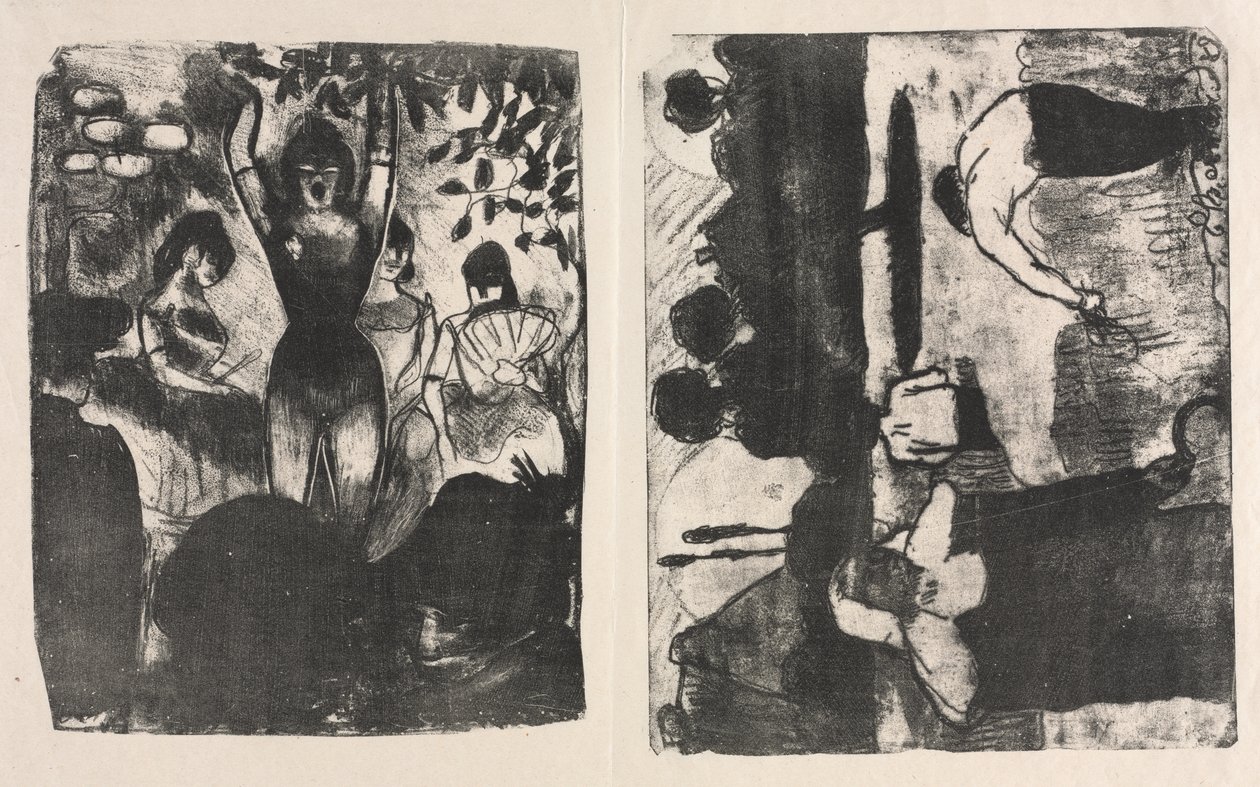 Zanger in het Café-Concert en De Oogsters (Les Moissonneurs) door Emile Bernard