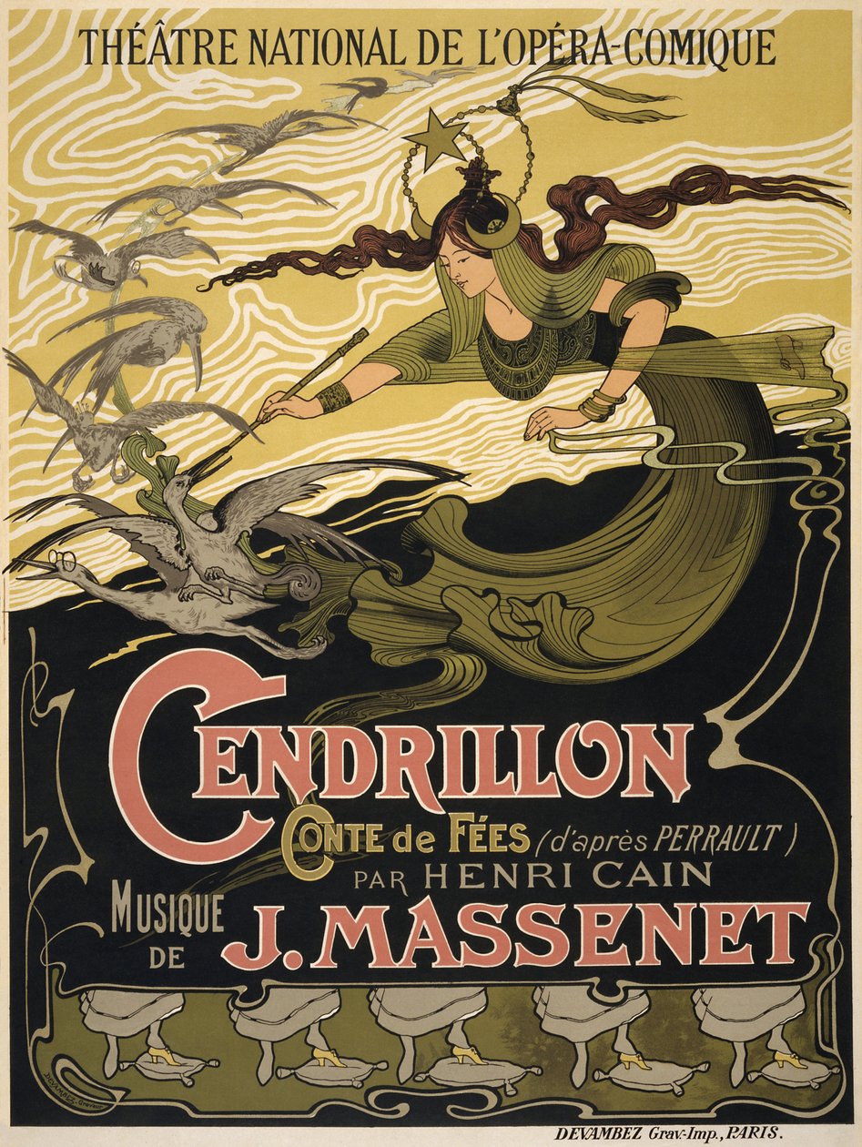 Poster voor de Opera Cendrillon door Jules Massenet door Émile Bertrand