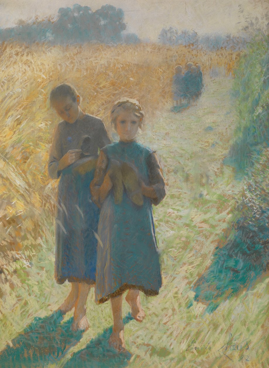 Meisjes in het veld door Emile Claus