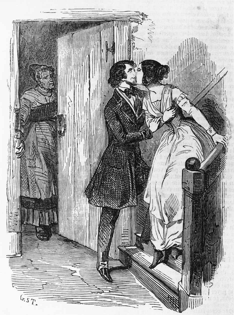 Illustratie voor Eugenie Grandet, roman door Honore de Balzac (1799-1850) uit de meerdelige collectie getiteld Human Comedy, gravure door Emile Deschamps (1822-1893) door Emile Deschamps