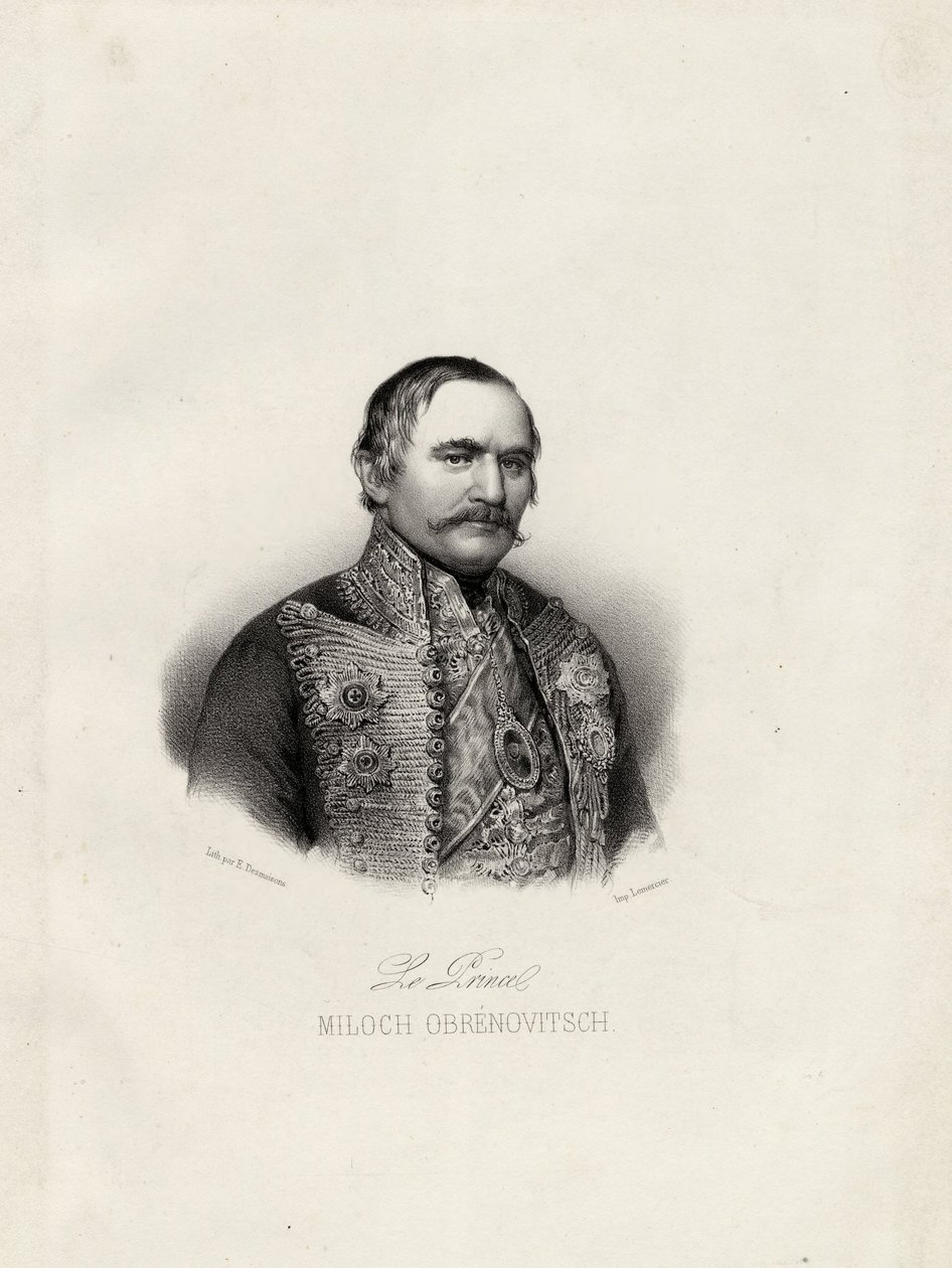 Milo Obrenovic I 1780-1860, Prins van Servië, ca. 1838 door Emile Desmaisons
