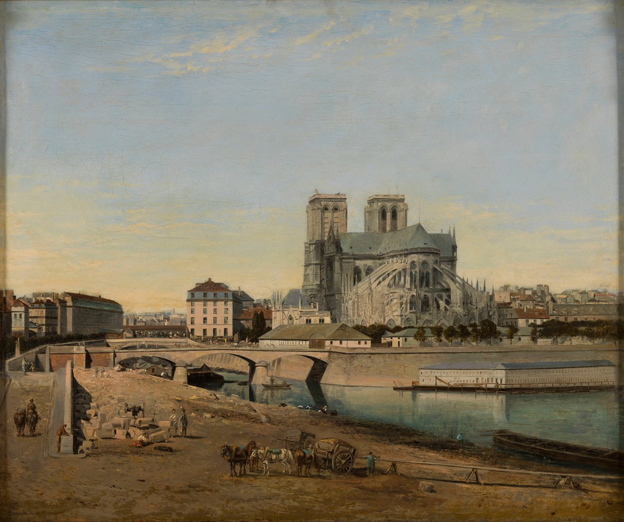 Apsis van de Notre-Dame, gezien vanaf de Quai de la Tournelle, 1860 door Emile Harrouart