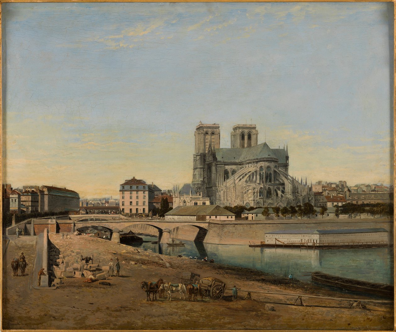 Frans: Le chevet de Notre-Dame, vue du quai de la Tournelle door Emile Harrouart