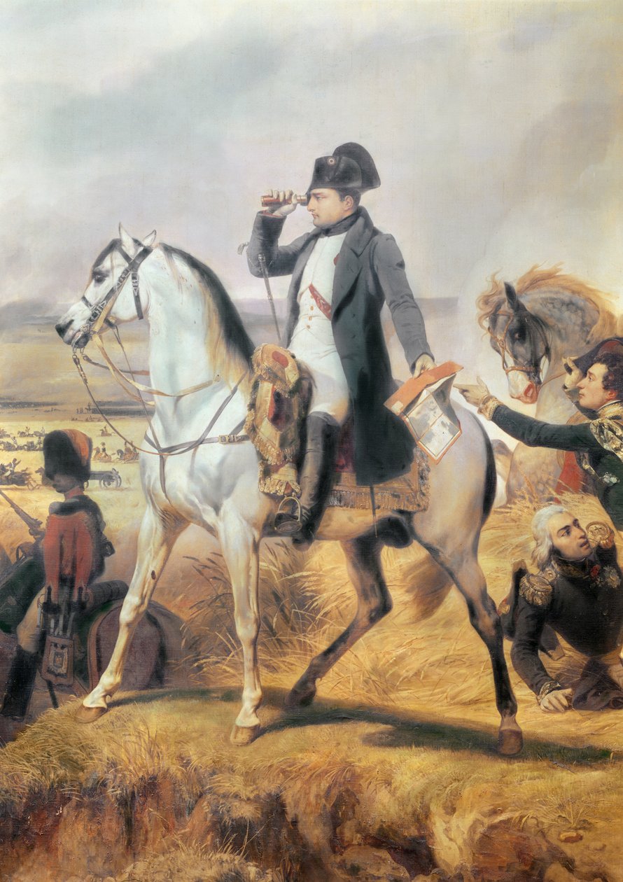Detail van Napoleon uit de Slag bij Wagram, 6 juli 1809, 1836 door Emile Jean Horace Vernet