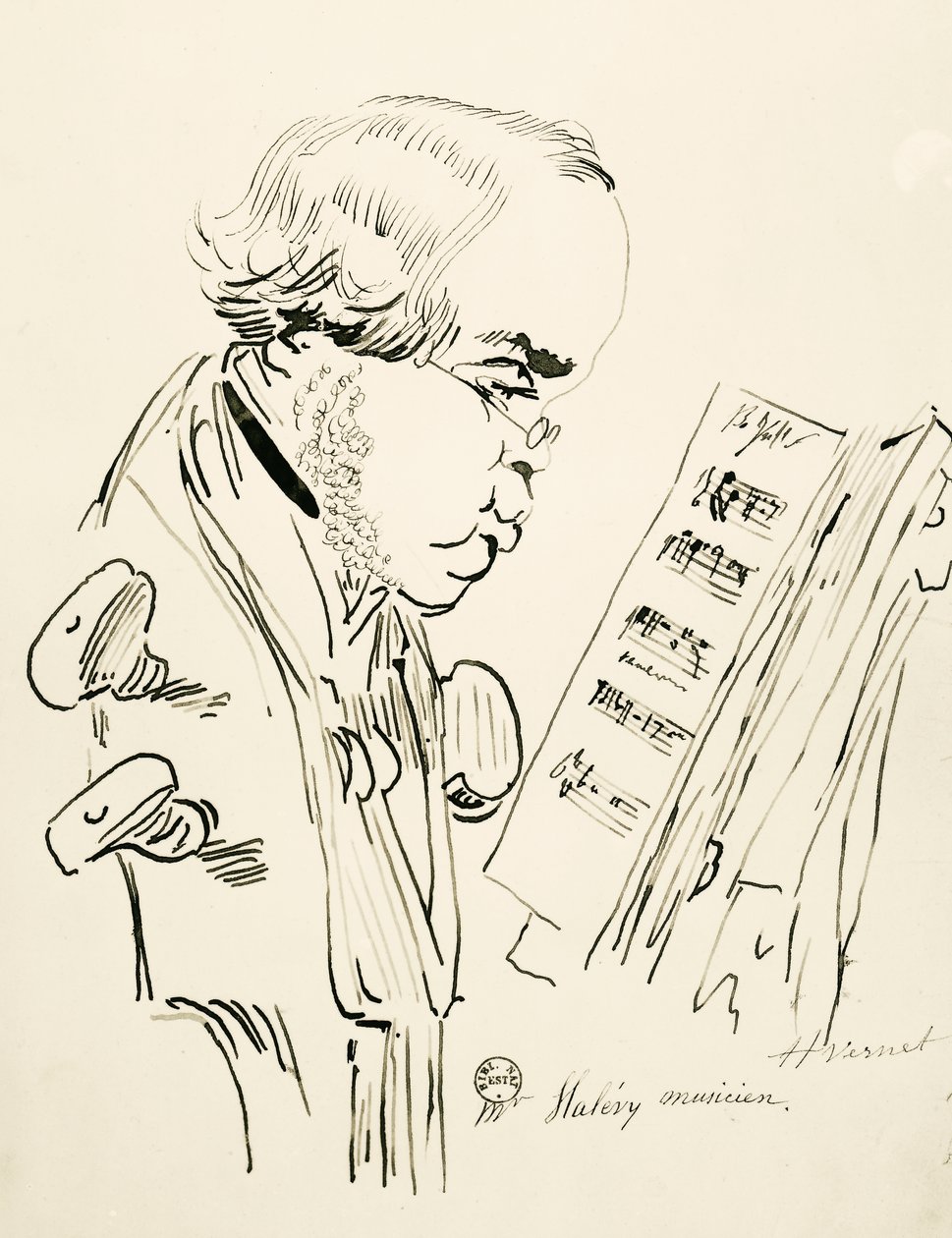 Portret van Jacques Fromental Elie Levy, bekend als Halevy door Emile Jean Horace Vernet