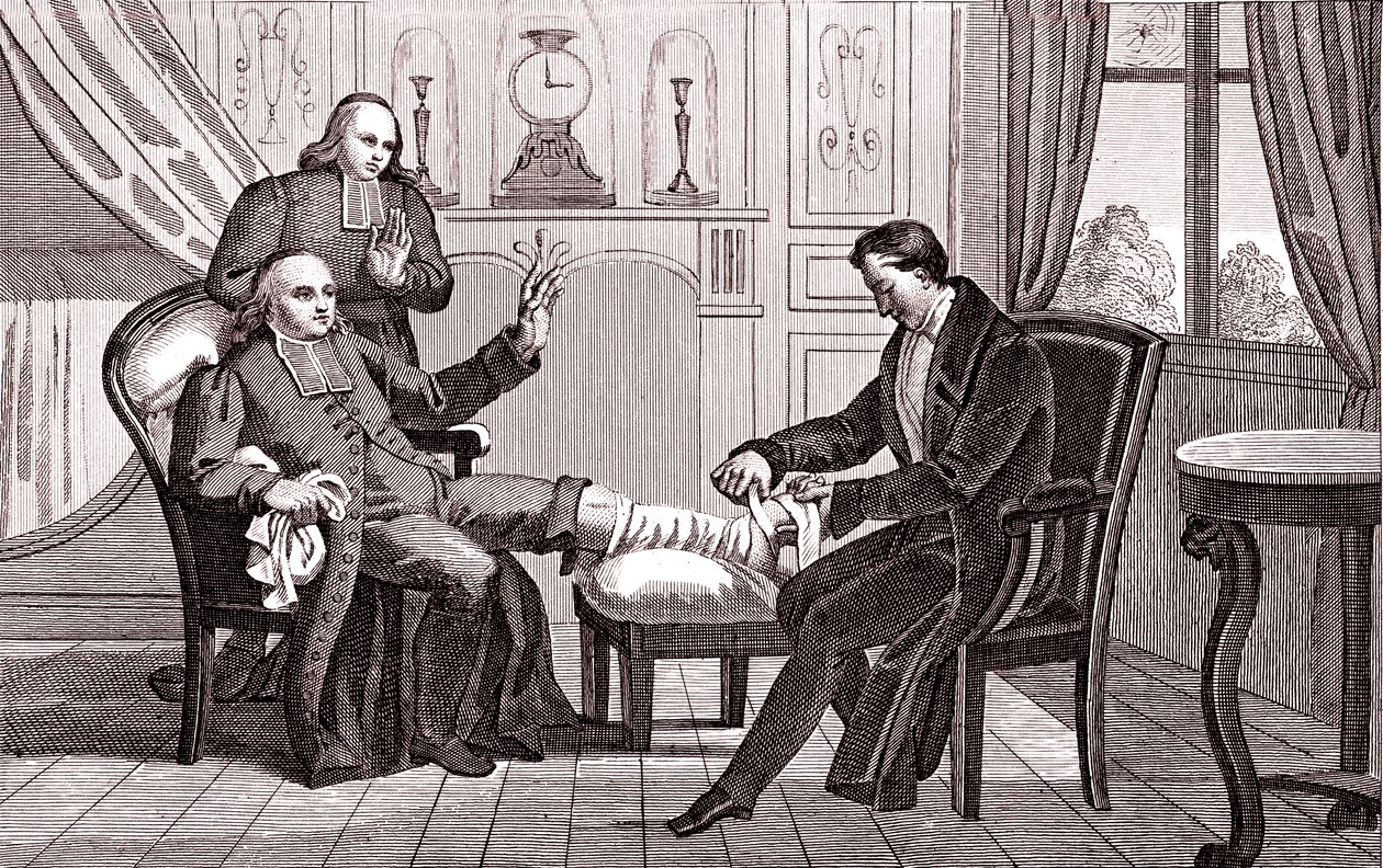 Jicht en de spin, fabel van La Fontaine door Emile Joseph Alexandre Gouget