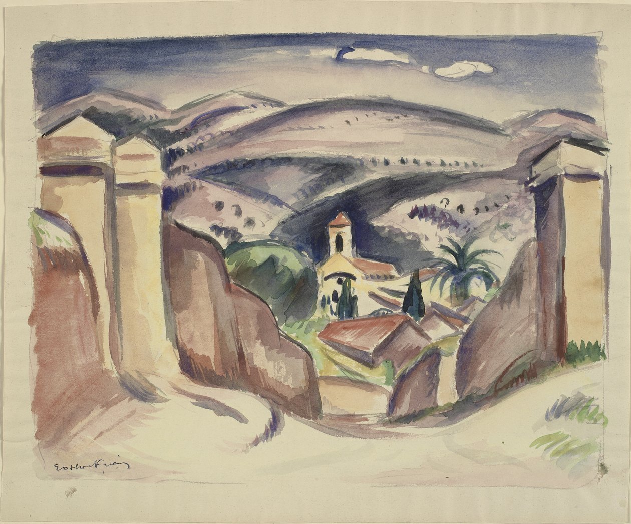 De ingang naar Cassis, ook wel de kerktoren in Cassis genoemd door Emile Othon Friesz