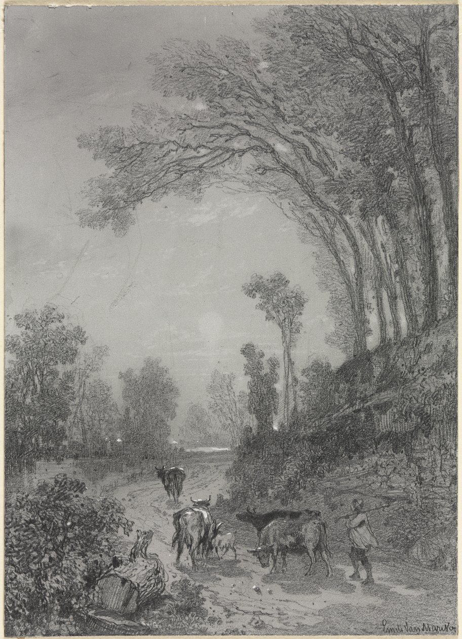 Landschap met Koeien door Émile van Marcke