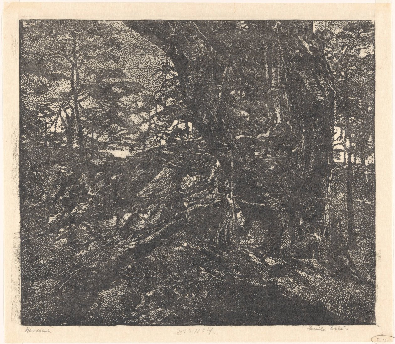 Bomen aan een duinrand tussen Egmond en Bergen door Emilius Wilhelmus Dehé (signed by artist)