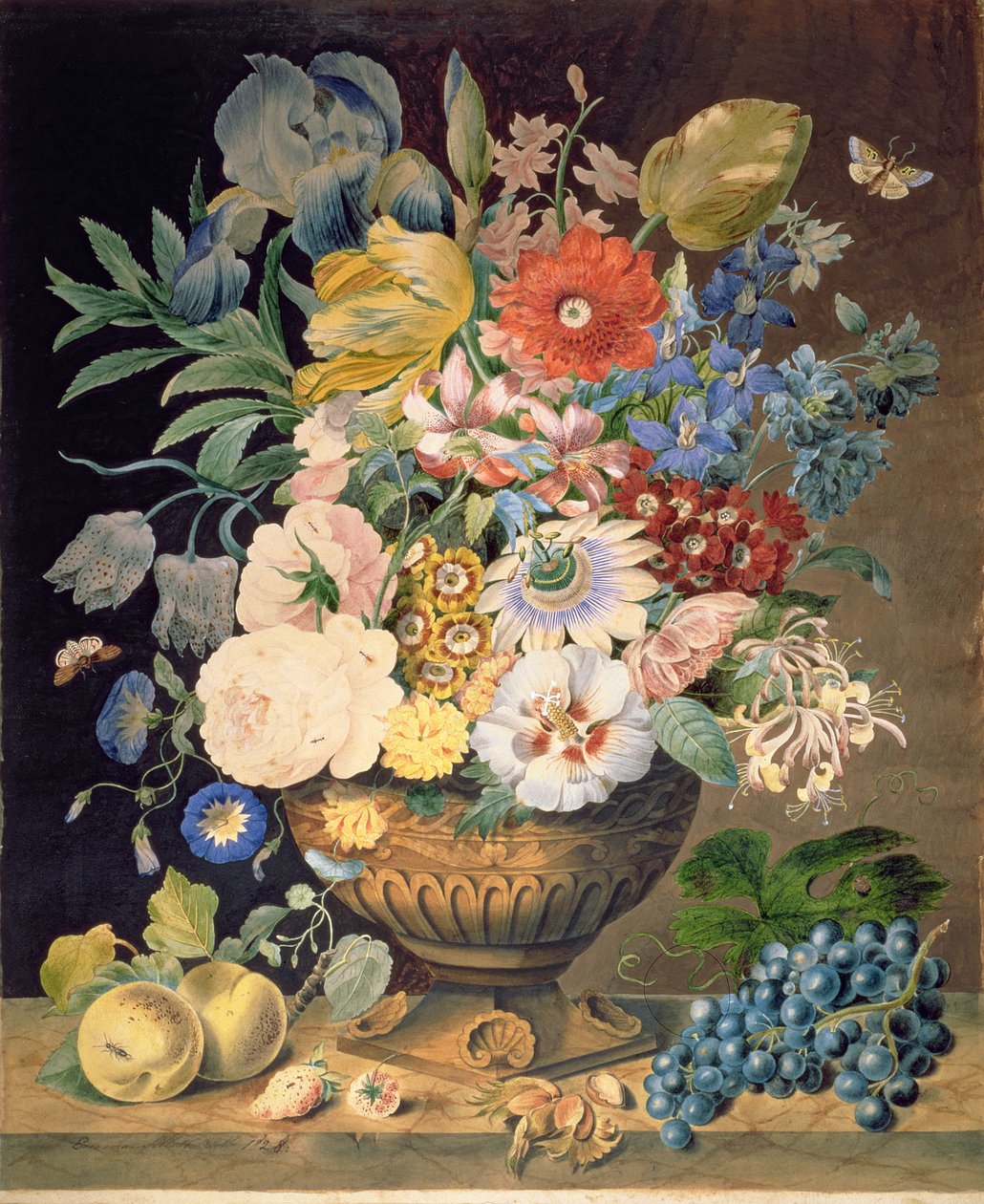 Bloemen en Fruit, 1828 door Emma Sillett