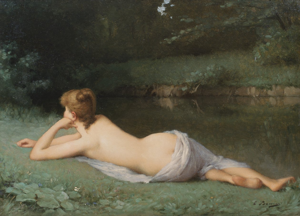 Liggend naakt aan een rivier door Emmanuel Benner