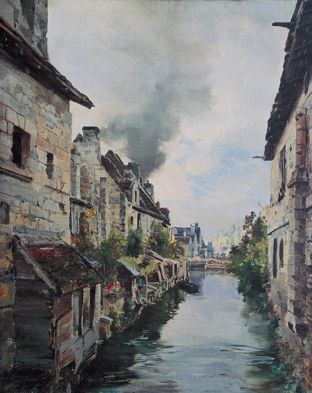 Het Beaulieu-kanaal, uitzicht op de brug op de weg van Loches naar Beaulieu. 1891 door Emmanuel Lansyer