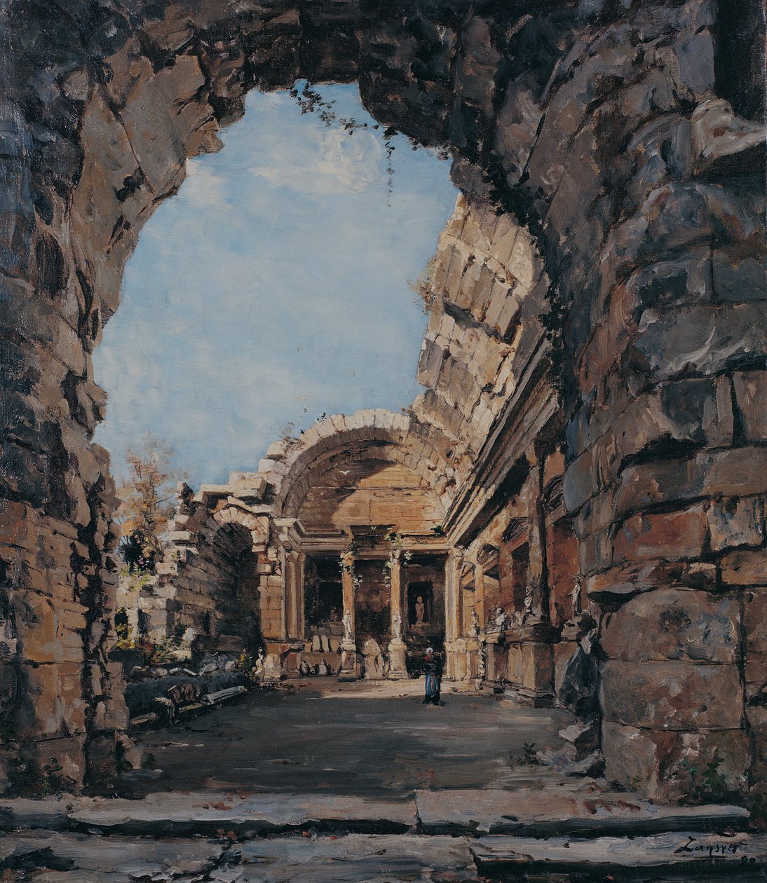 De tempel van Diana, Nîmes door Emmanuel Lansyer