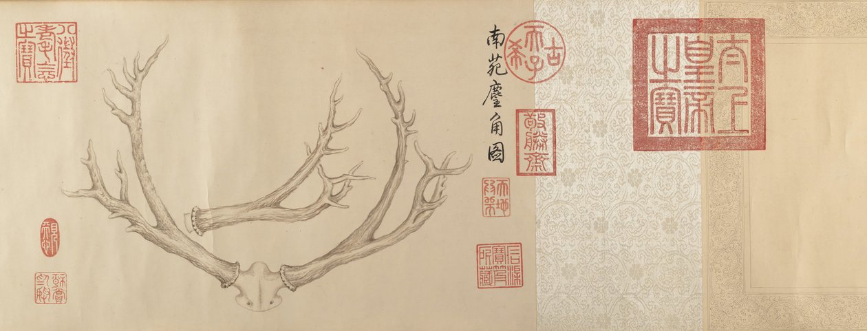 Twee Schilderijen van Hertengeweien, gedateerd 1762 en 1767 door Emperor Qianlong