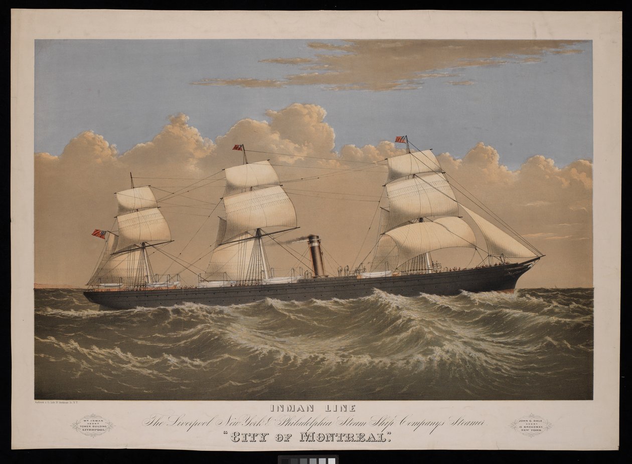 Inman Line, De stoomboot City of Montreal van de Liverpool, New York & Philadelphia Steam Ship Company door Endicott Endicott