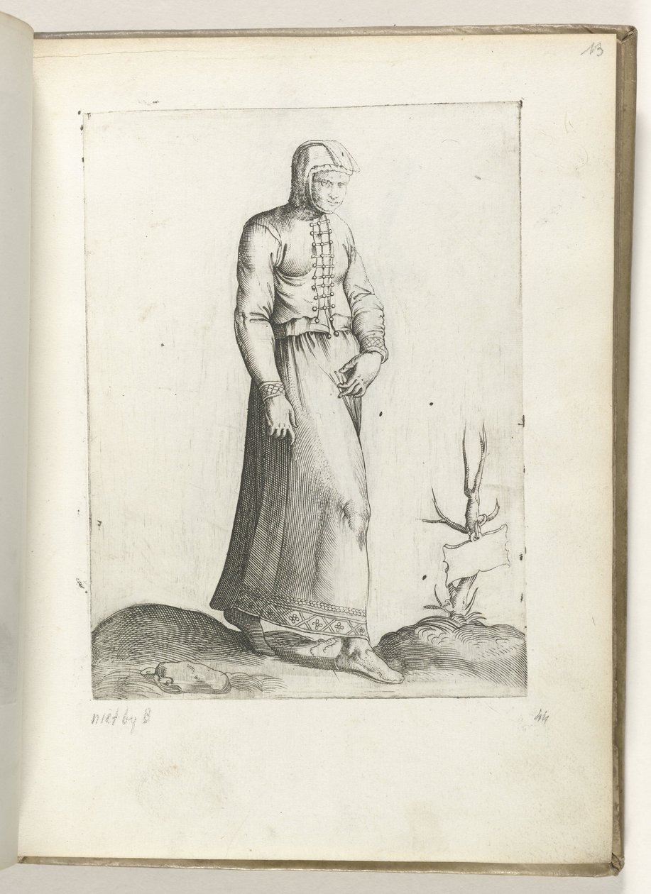 Een vrouw uit Spanje, gekleed volgens de mode van ca. 1550 door Enea Vico