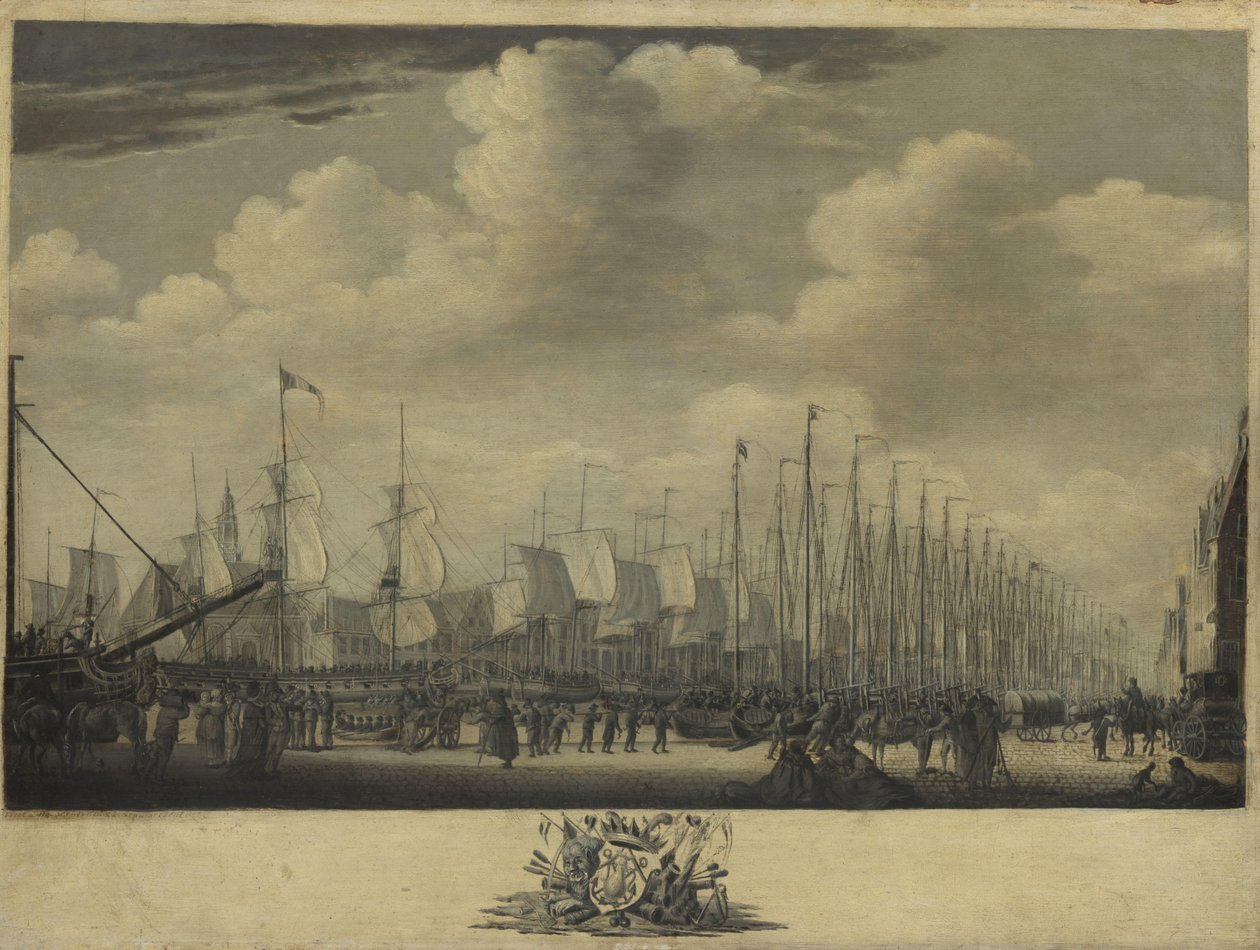 Het verzamelen van de vloot in de haven van Vlissingen, 1804 door Engel Hoogerheyden