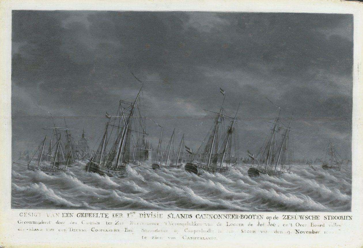 De Bataafse vloot bij Veere, 1800 door Engel Hoogerheyden