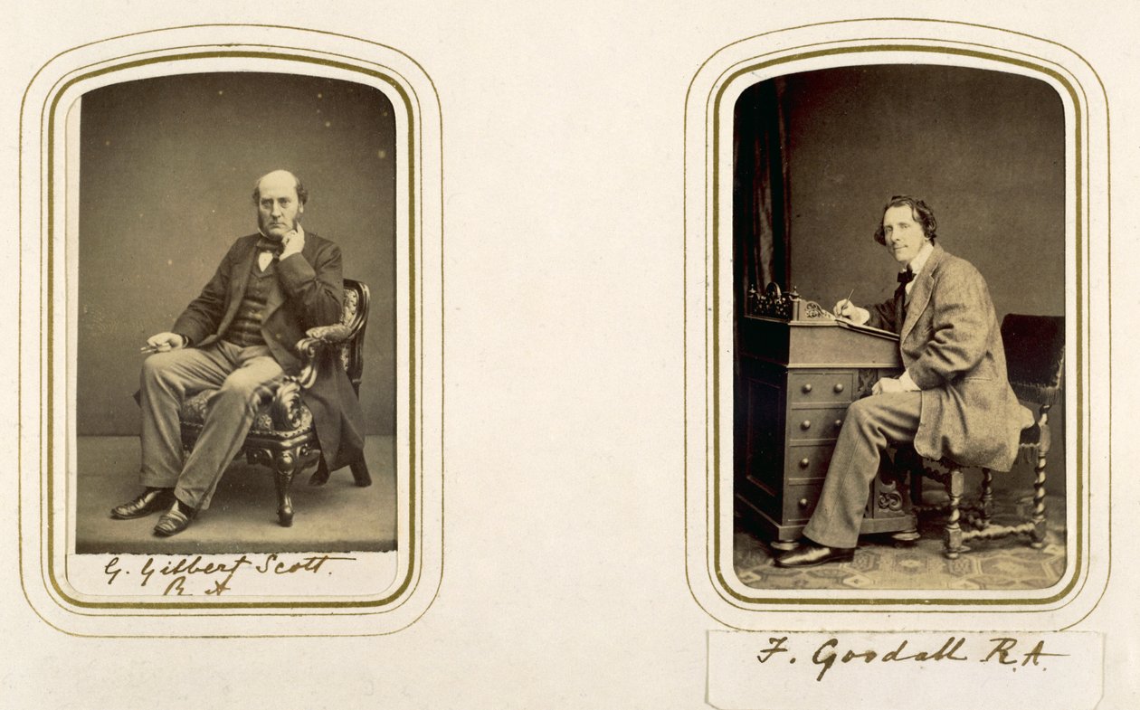 Portretten van George Gilbert Scott en Frederick Goodall (sepia foto) door English Photographer