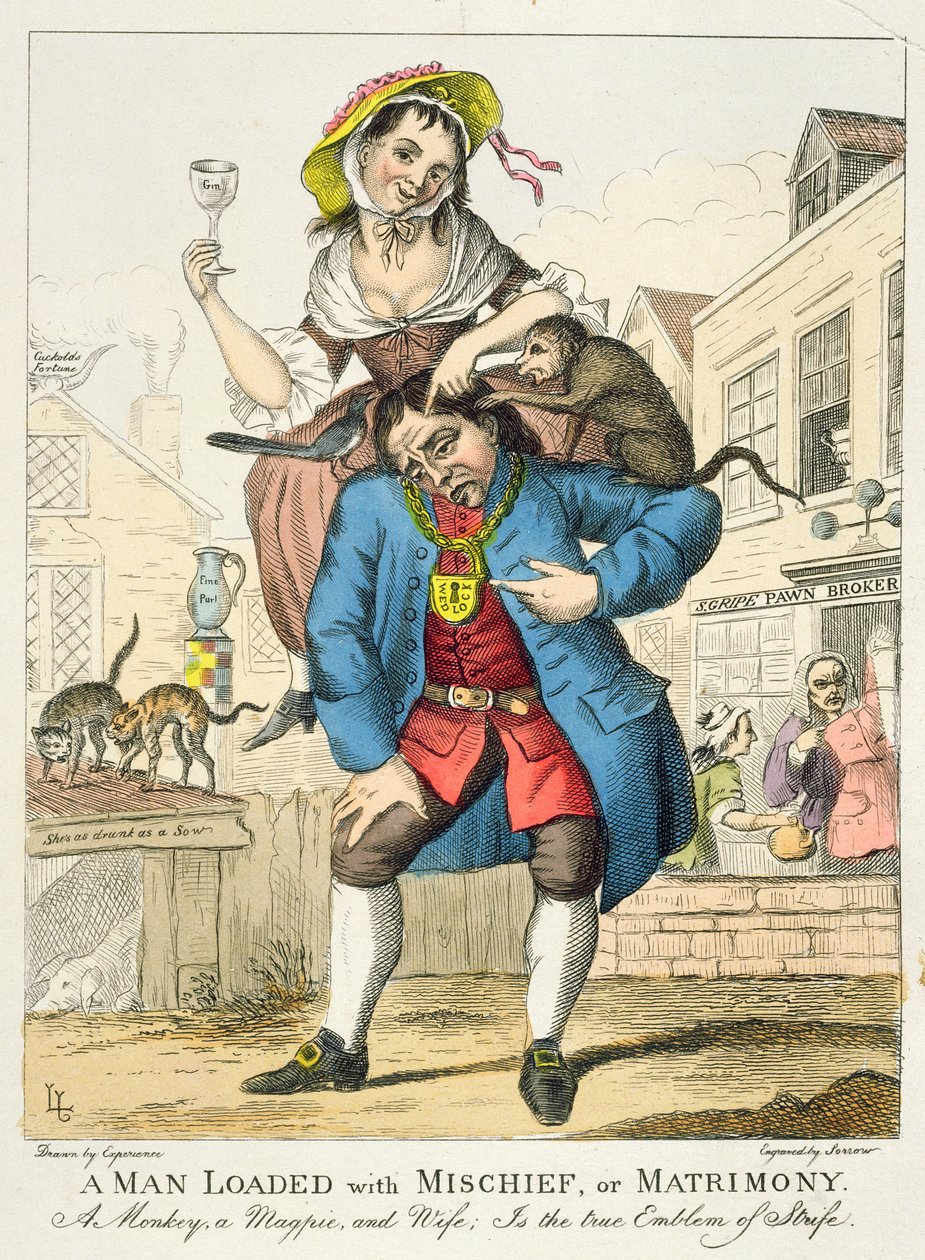 Een Man Beladen met Onheil, of Huwelijk, ca.1766 door English School