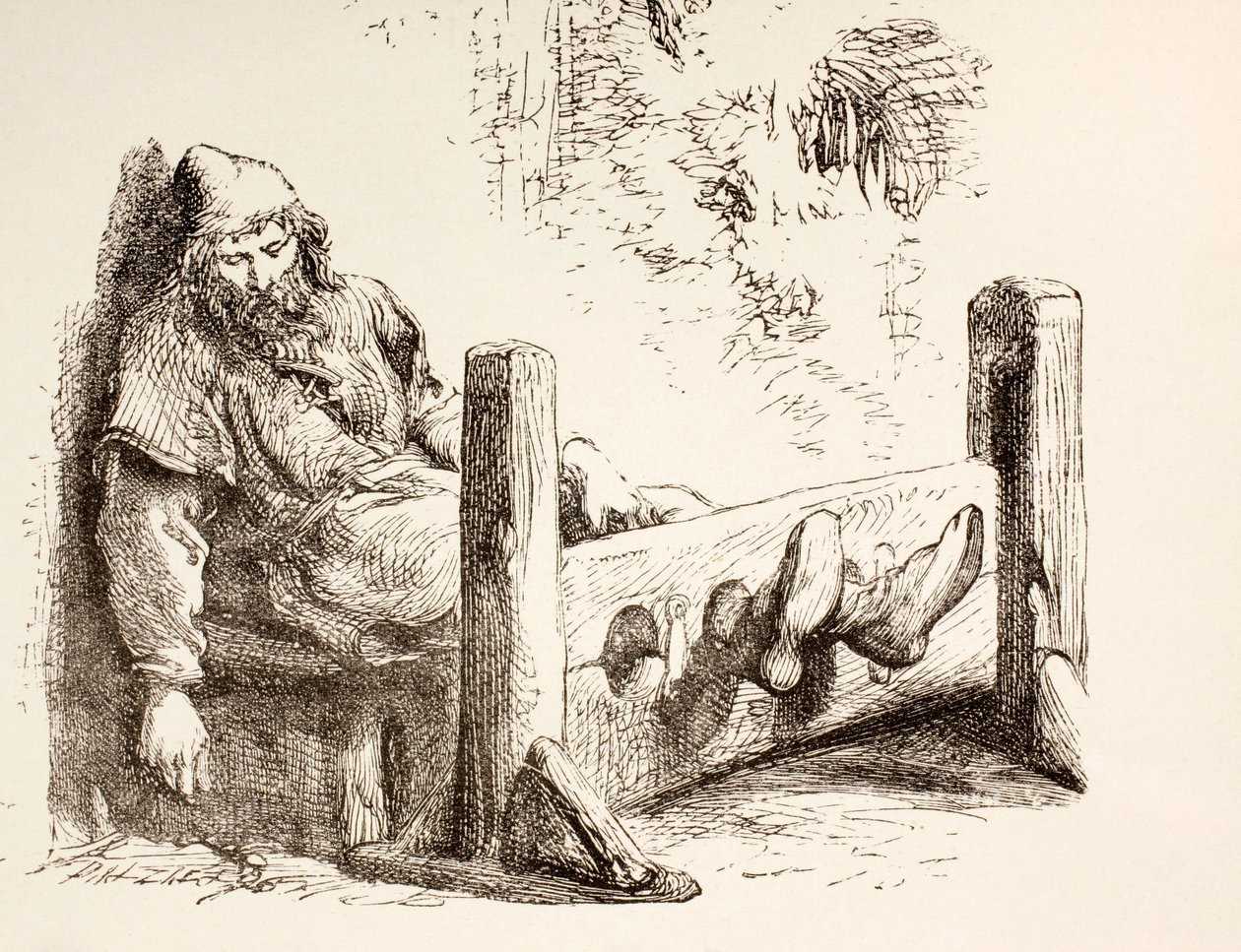 Een Man in de Schandpaal, 1890 door English School