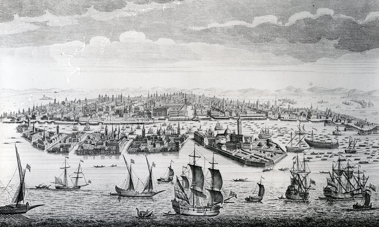 Een perspectivisch uitzicht op de stad Venetië door English School
