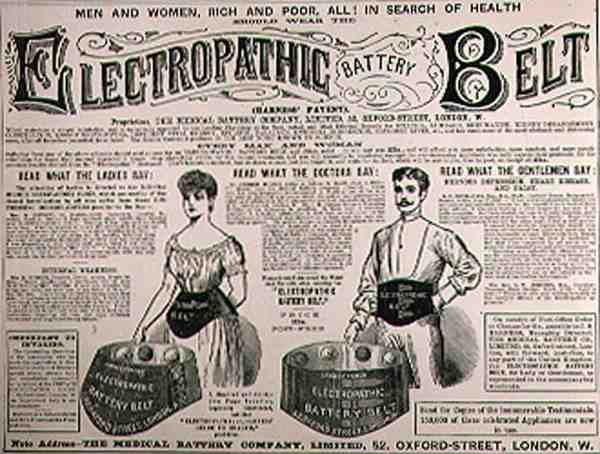 Advertentie voor de Electropathische Batterijriem, uit The Illustrated London News, 1 september 1886 door English School