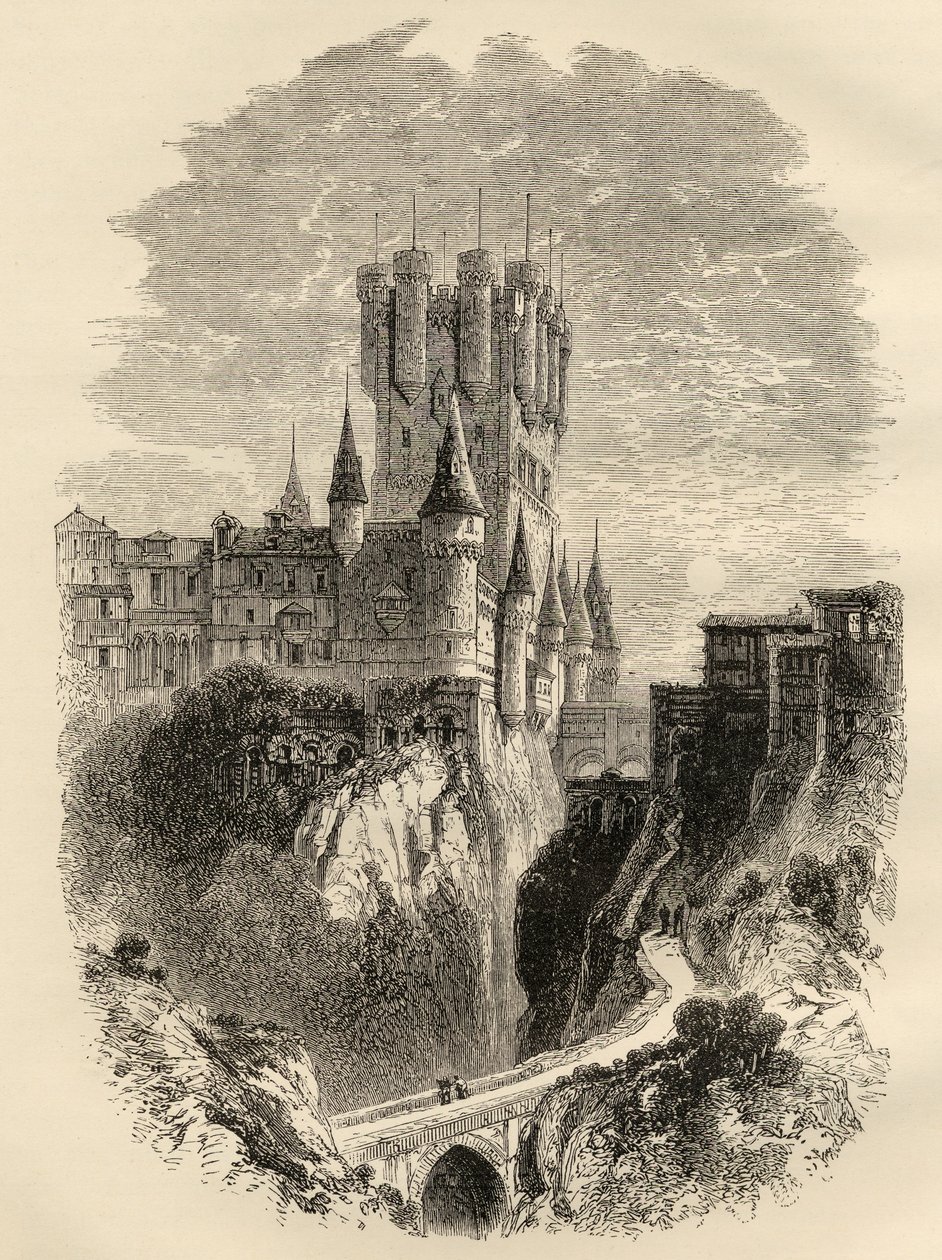 Alcazar in Segovia, Spanje voor de Brand van 1862, illustratie uit 