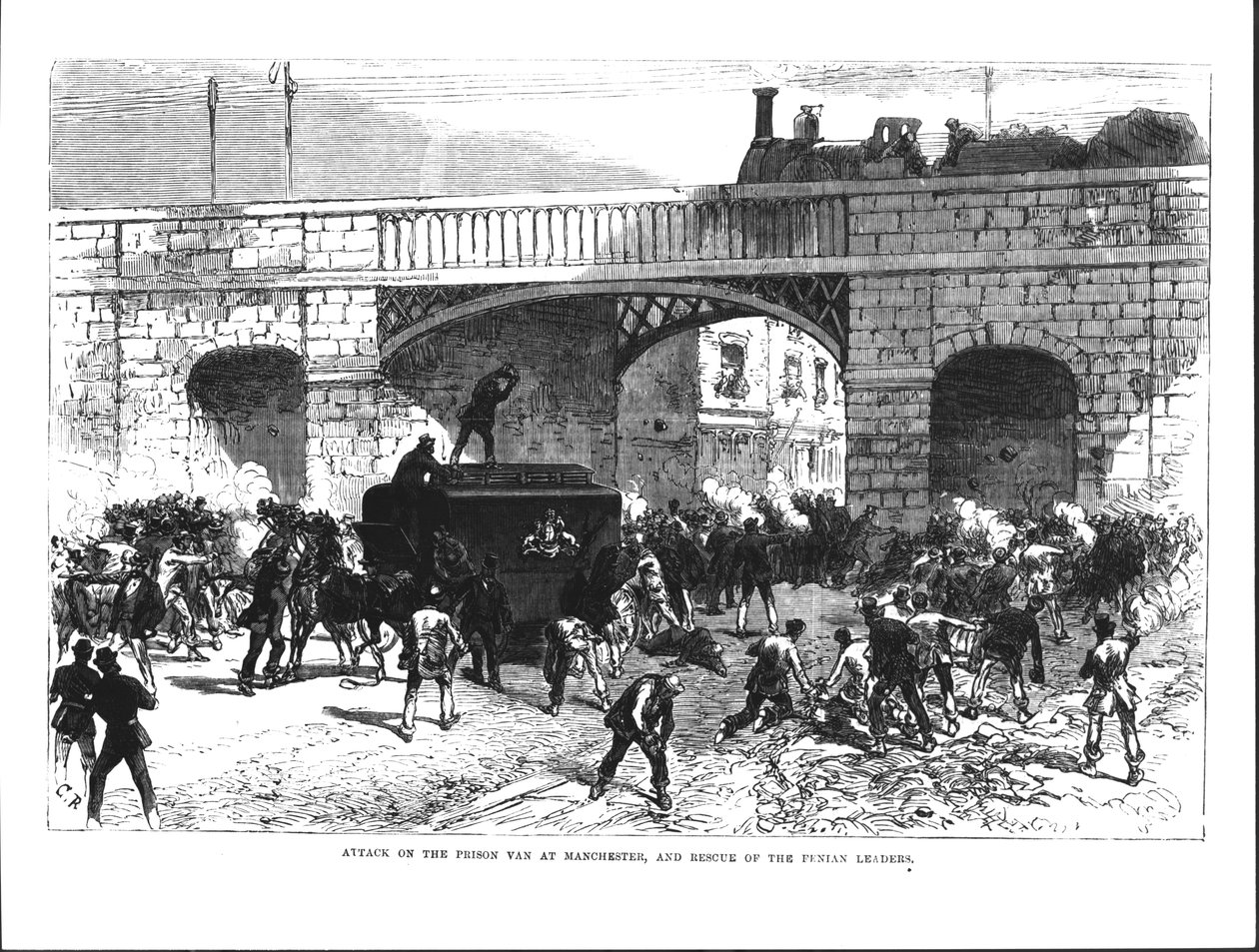 Aanval op de Gevangeniswagen in Manchester, en de Redding van de Fenian Leiders Allan, Larkin en O