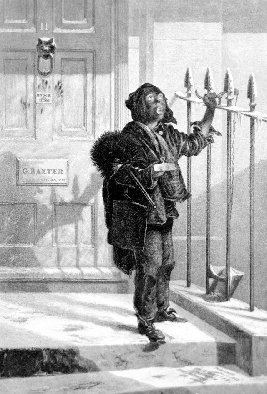 Schoorsteenveger bij de Ochtendbezoek, 1853 door English School