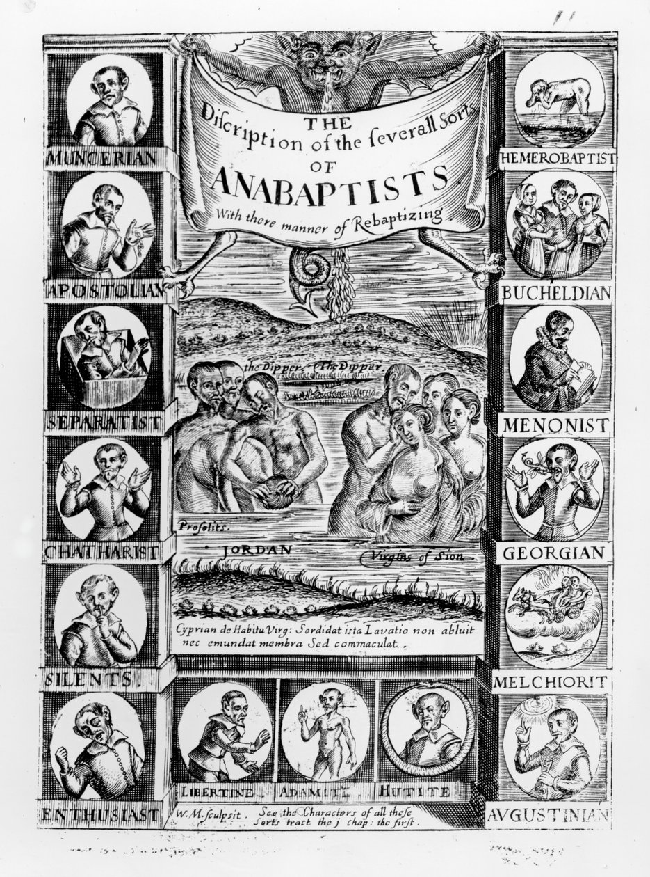 Beschrijving van de verschillende soorten Anabaptisten, 1645 door English School