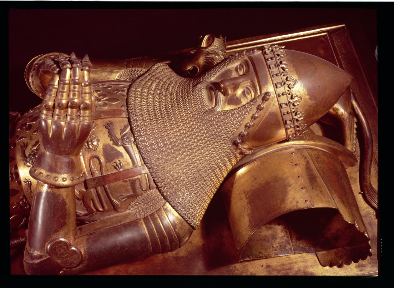 Edward, de Zwarte Prins (1330-76): beeltenis in de Kathedraal van Canterbury (verguld brons) door English School