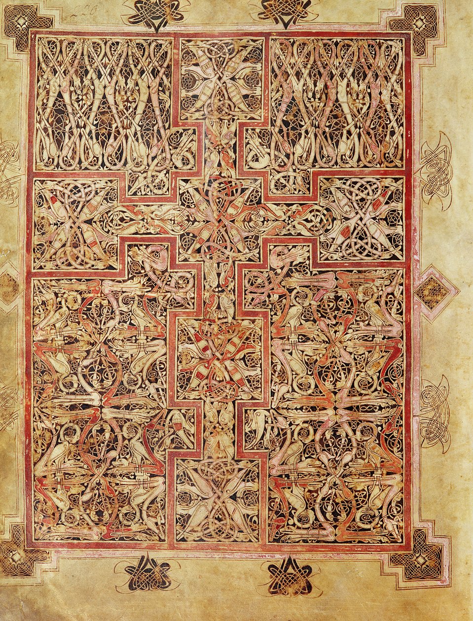 Fol.220 Tapijtpagina, uit de Lichfield-evangeliën, c.720 door English School