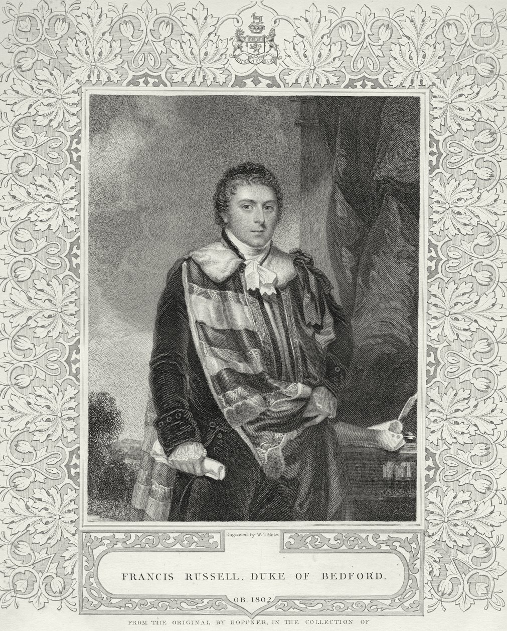 Francis Russell, 5e hertog van Bedford, gegraveerd door W. T. Mote door English School