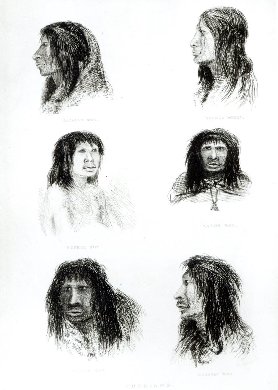 Fuegians, 1838 door English School
