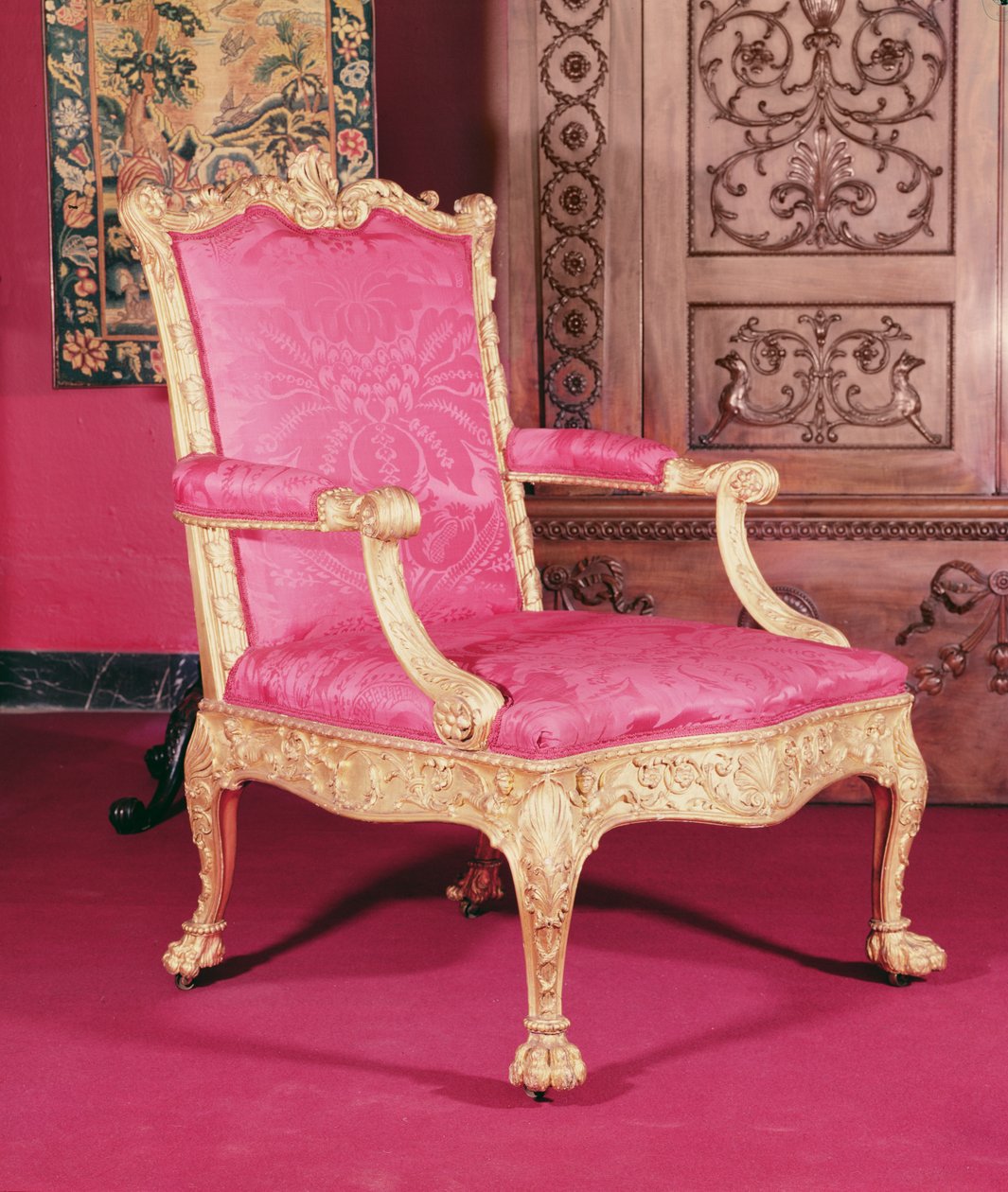 Vergulde armstoel door Robert Adam en Thomas Chippendale, 1764 door English School