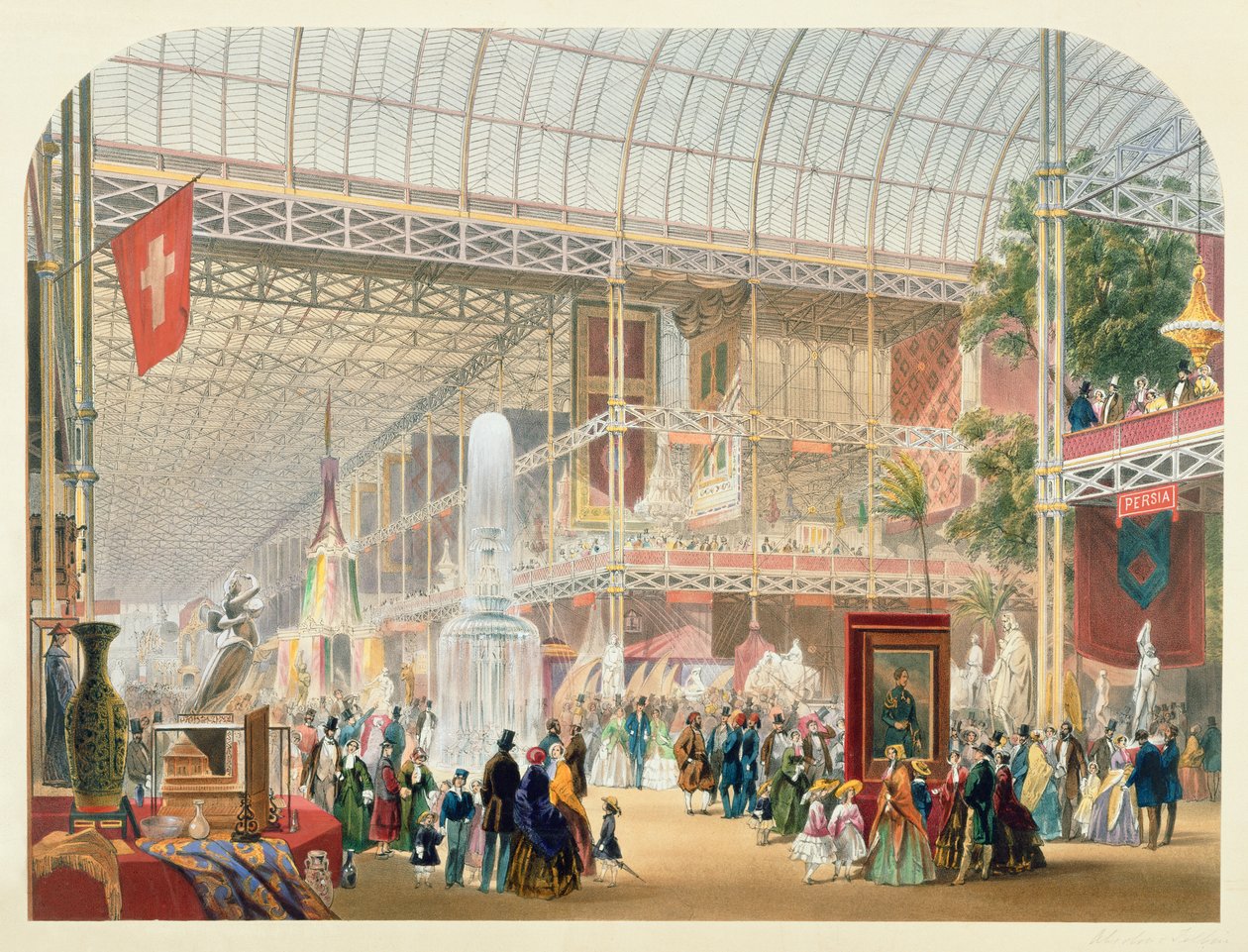 Grote Tentoonstelling, 1851: Centraal Transept van het Crystal Palace door English School