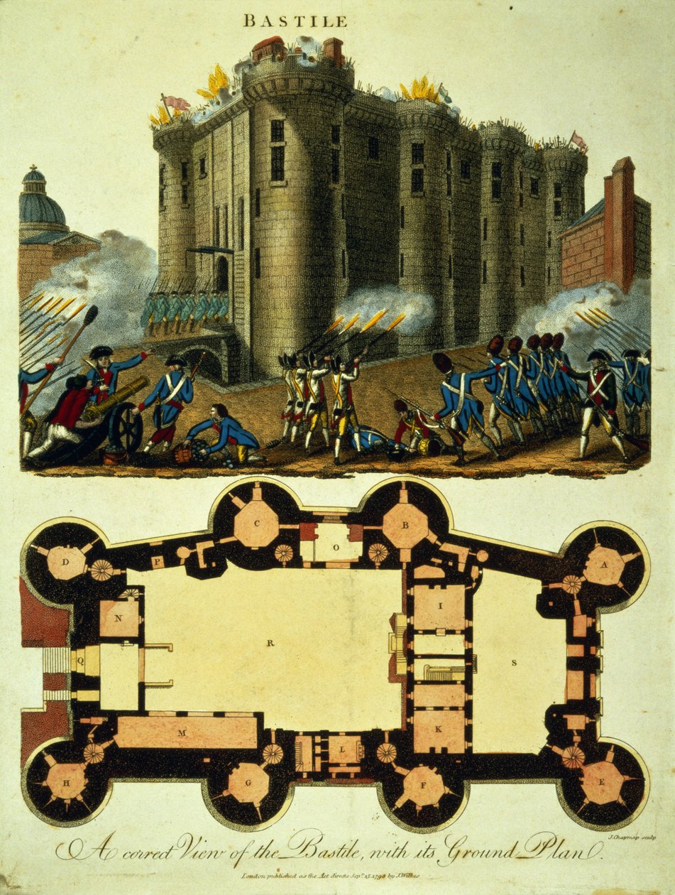 Grondplan van de Bastille, gegraveerd door J. Chapman, 1798 door English School