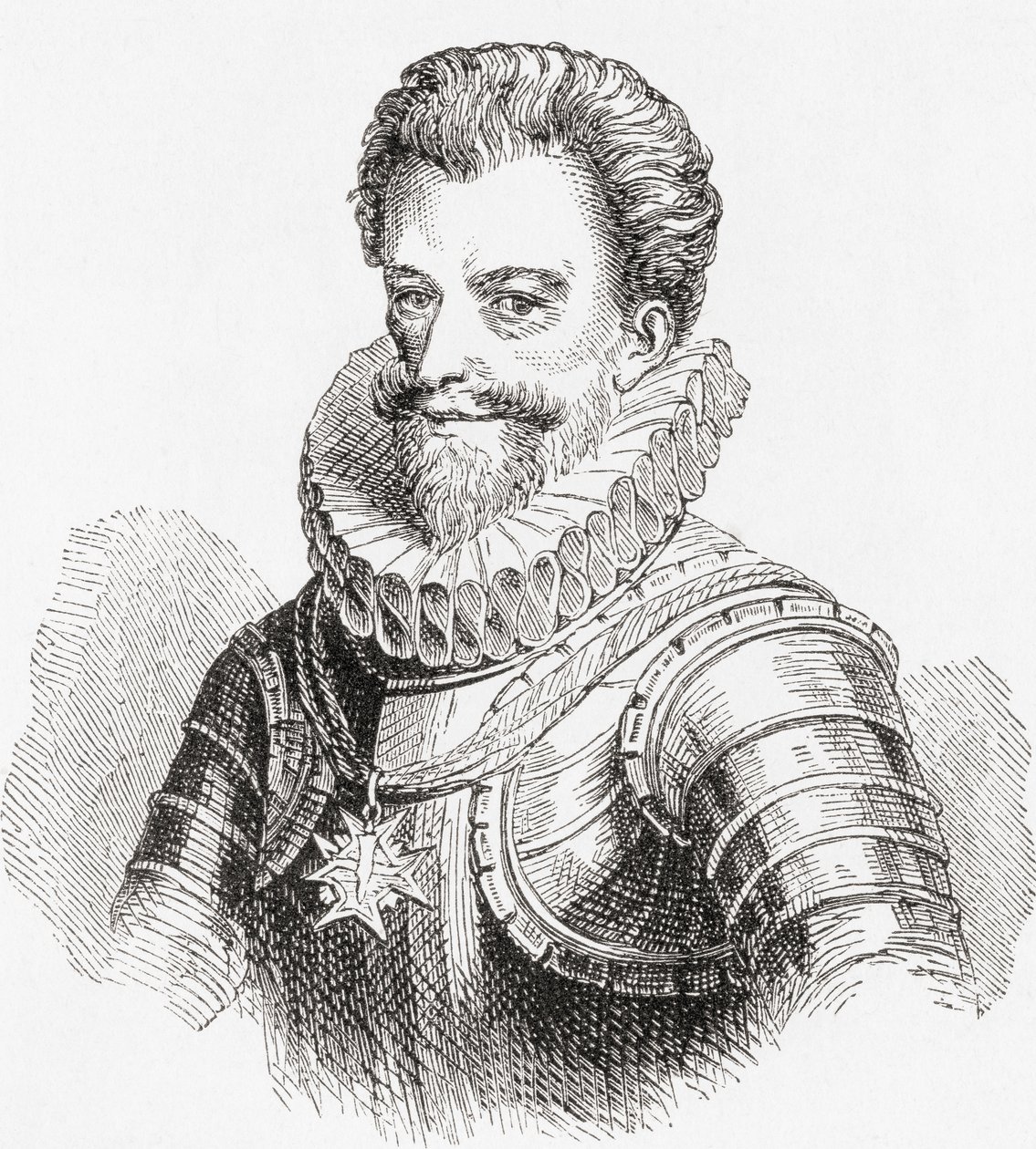 Henry I, prins van Joinville, hertog van Guise, graaf van Eu, 1550-1588, ook bekend als Le Balafré (Scarface), uit Ward en Locks geïllustreerde geschiedenis van de wereld, uitgegeven ca. 1882 door English School